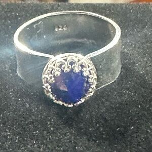 Elegant, strong, silver ring, lapis lazuli stone ring